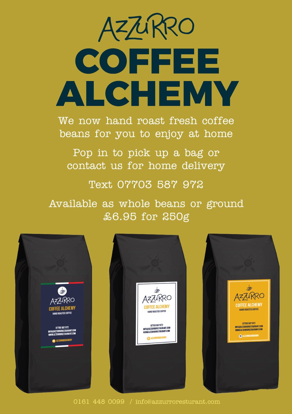 Azzurro hand roasted coffee, West Didsbury